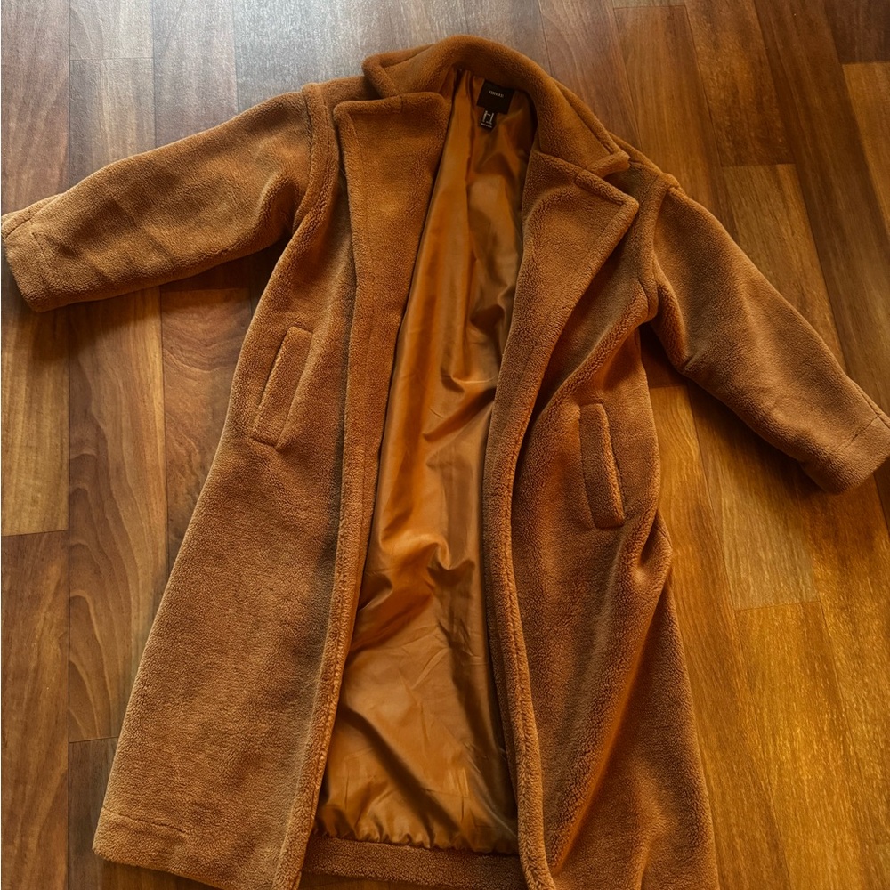 Forever 21 Warm Brown Faux Fur Teddy Jacket